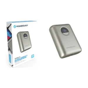 Powerology 10000mAh Ultra-Compact Power Bank silver