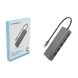 Powerology 12 in 1 - Hdmi & DP 4K Usb-C Hub Ethernet 10Gbps Data Transfer