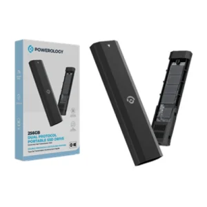 Powerology 256GB Dual Protocol Portable SSD Drive Extremely Fast Transmission Rate