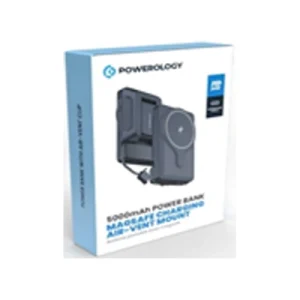 Powerology 5000mAh Powerbank Magsafe Charging Air-Vent Mount black