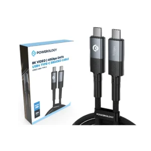 Powerology 8K Video 40Gbps Data USB4 Type-C Braided Cable 2m6.5ft