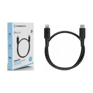 Powerology Braided USB-C Lightning Data & Fast Charge Cable 30Cm0.98ft black