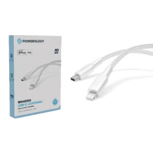 Powerology Braided USB-C To Lightning Data & Fast Charge Cable white