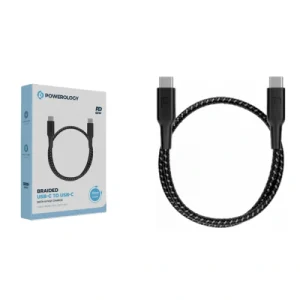 Powerology Braided USB-C To USB-C Data & Fast Charge 30Cm0.98ft black