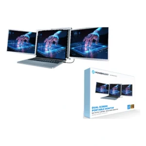 Powerology Dual Screen Portable Monitor 13.3 To 17.3 Laptops Single Wire Connection