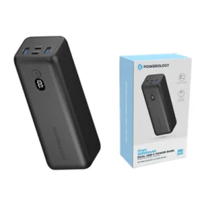 Powerology Onyx 30000mAh Dual USB-C Power Bank Rapid Four-Device Charging