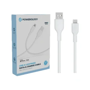 Powerology TPE USB-A To Lightning Data Sync And Charge 1.2m white