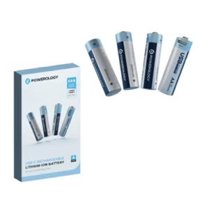 Powerology USB-C Rechargeable Lithium-ION AAA Battery (4pc pack)