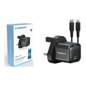 Powerology Ultra-Compact GaN Charger With USB-C To Lightning Cable 1.2m4ft