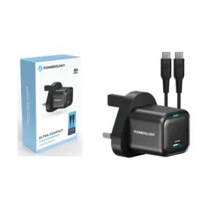 Powerology Ultra-Compact GaN Charger With USB-C To USB-C Cable 1.2m4ft
